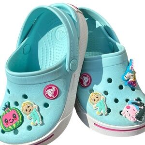Girls Light Blue CROCS Crocband ll Clogs - size Toddler 8/9